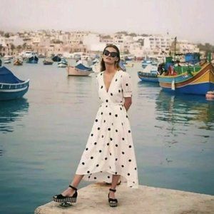 Anthropologie Maeve Breanna Polka Dot Wrap Dress Sz 0